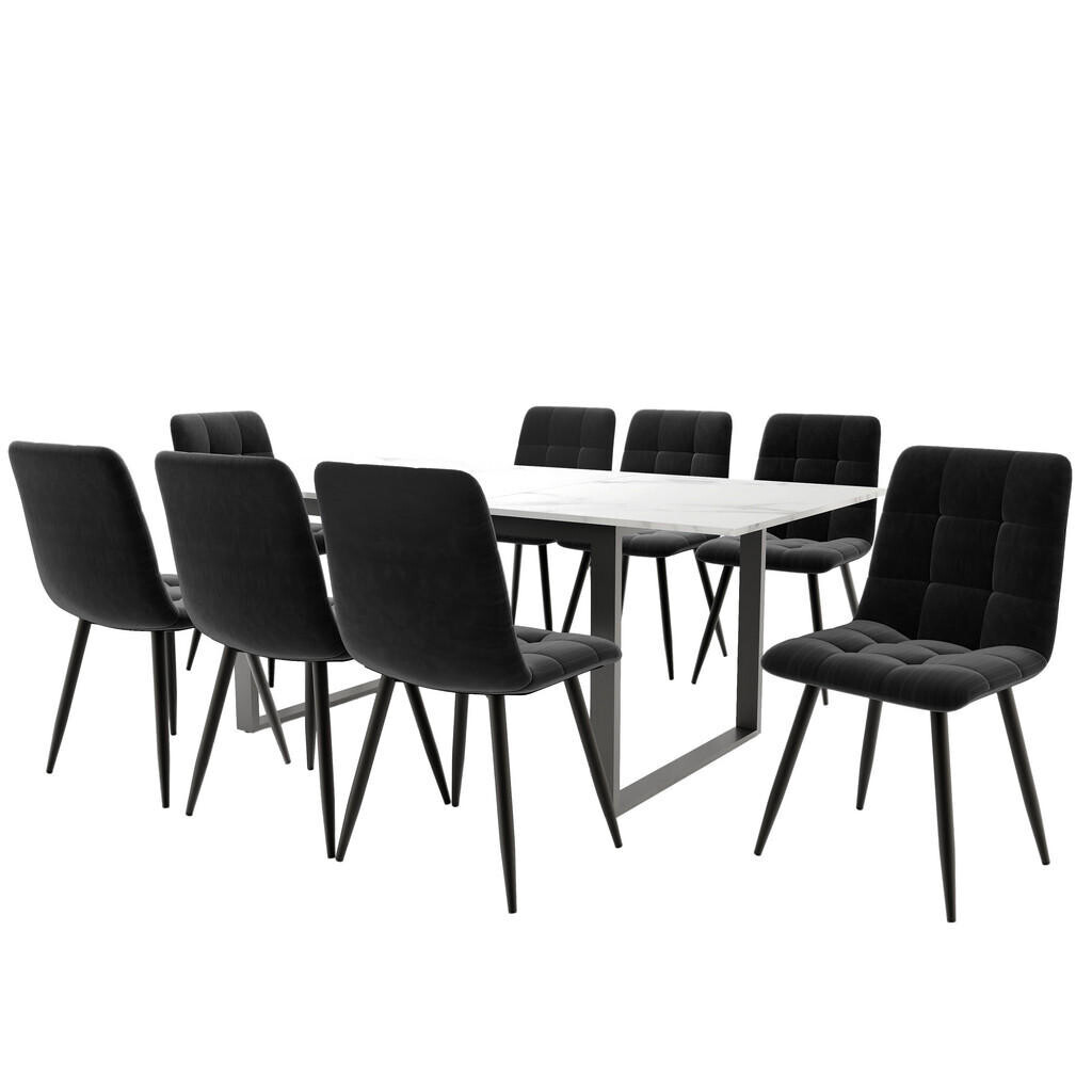 FLIEKS JÍDELNÍ SESTAVA 140-180cm 8 Židlí Bílá Černá
