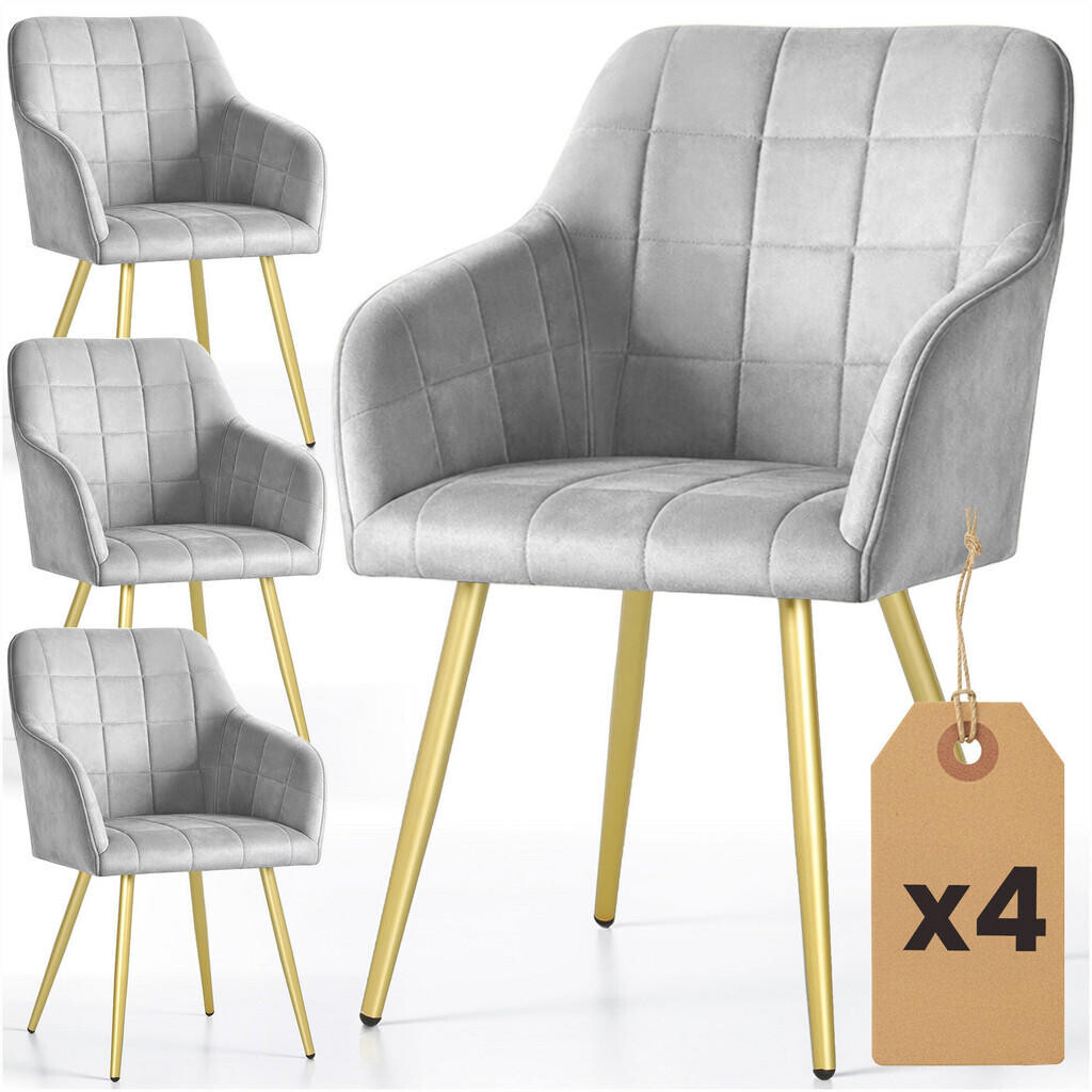 RAUMHIRSCH FURNITURE ČALOUNĚNÁ ŽIDLE, sada 4 ks, kovové nohy šedé, zlaté 54/82/58