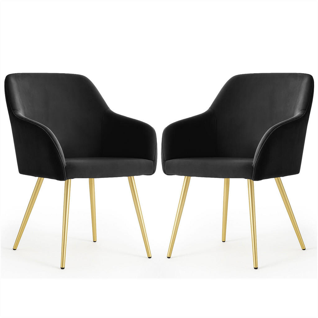 RAUMHIRSCH FURNITURE ČALOUNĚNÁ ŽIDLE, sada 2 ks, kovové nohy, černá, zlatá 54,5/83/58