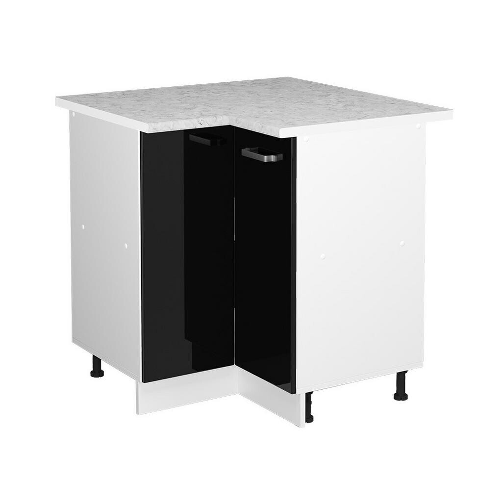Vicco ROHOVÁ SKŘÍŇKA R-Line Černý vysoký lesk 75.6 cm s pracovní deskou
