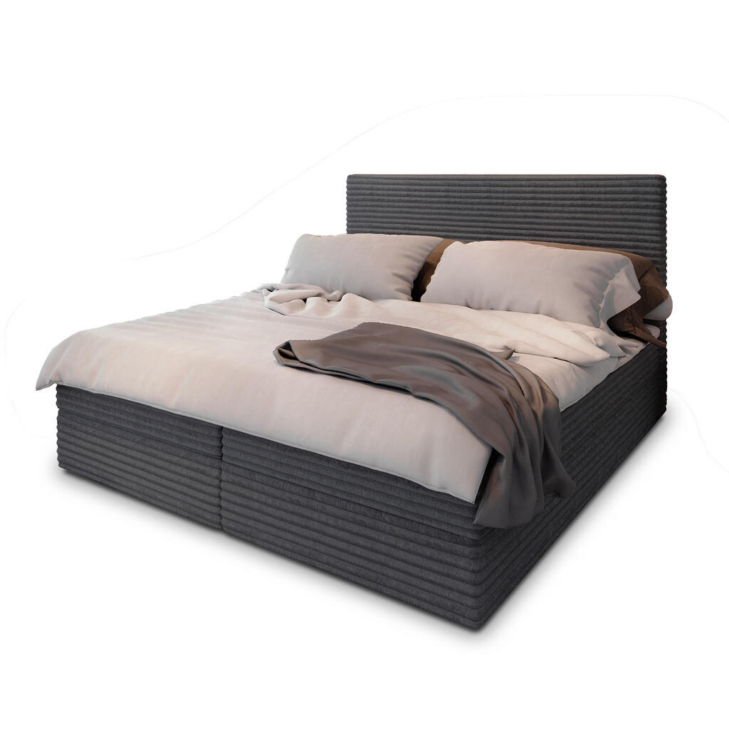 MASSENO AMERICKÁ POSTEL PISA 180x200 cm, s matrací a úložným prostorem, grafitová