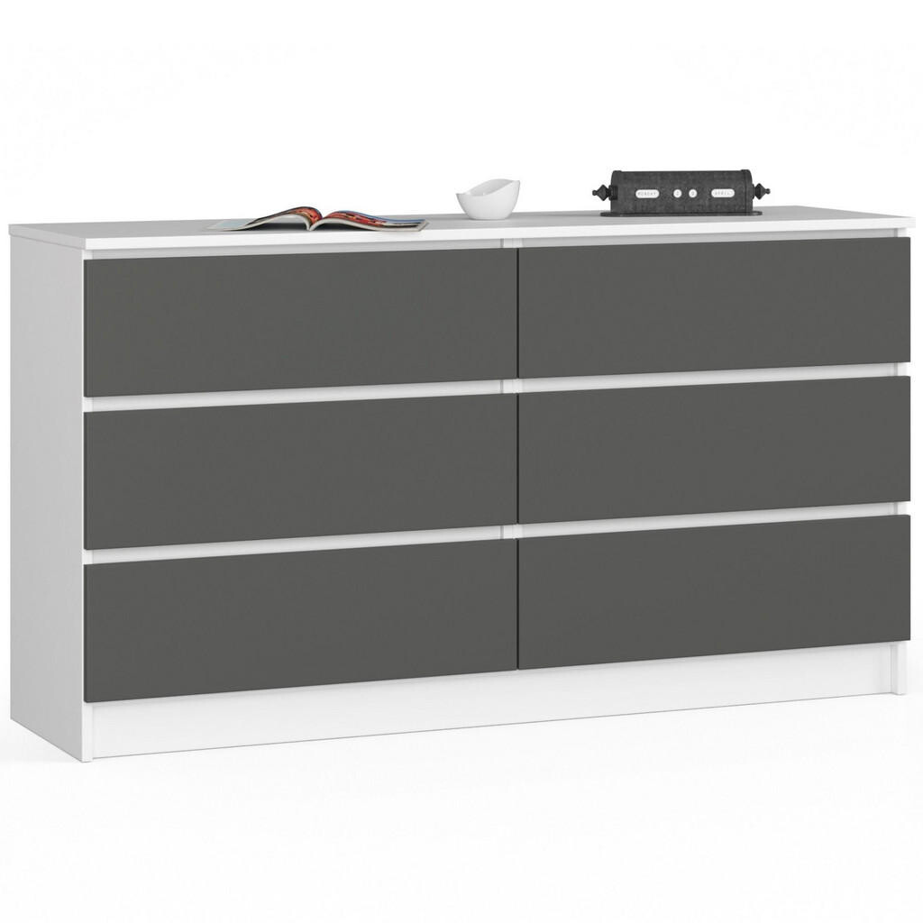 RAUMHIRSCH FURNITURE KOMODA bílá, grafitově šedá 77/138/40