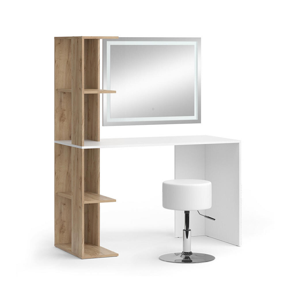 Vicco TOALETNÍ STOLEK Tower Bílá/Sonoma 122.2 cm se zrcadlem LED a stoličkou