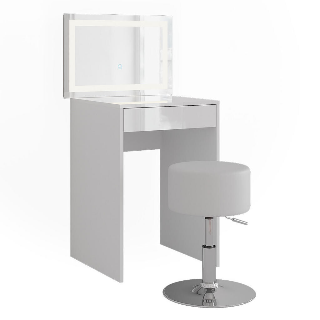 Vicco TOALETNÍ STOLEK Sherry Bílá/bílý vysoký lesk 51.4 cm s LED zrcadlem a stoličkou