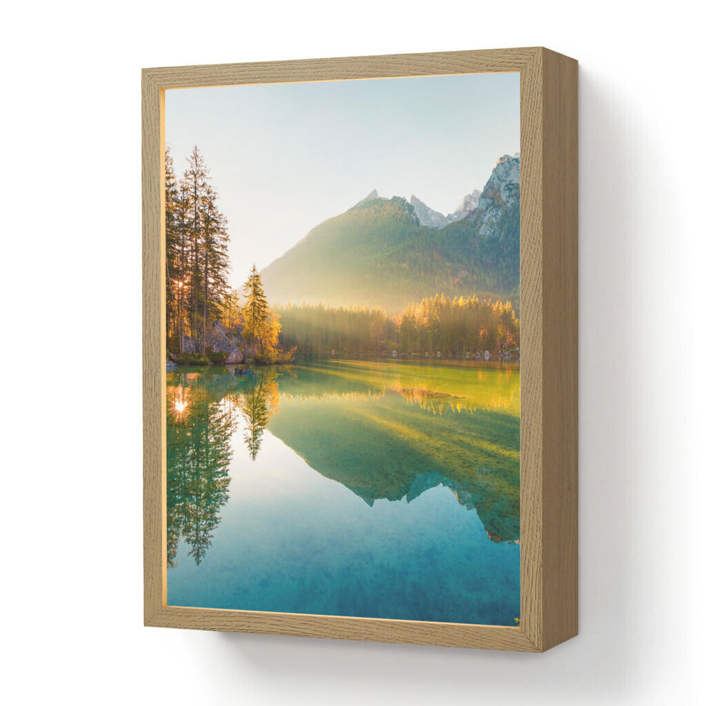OnlyWow NÁSTĚNNÁ LAMPA S AKUMULÁTOREM Jezero - Les - Hory - Příroda - Slunce - Krajina 30x40 cm