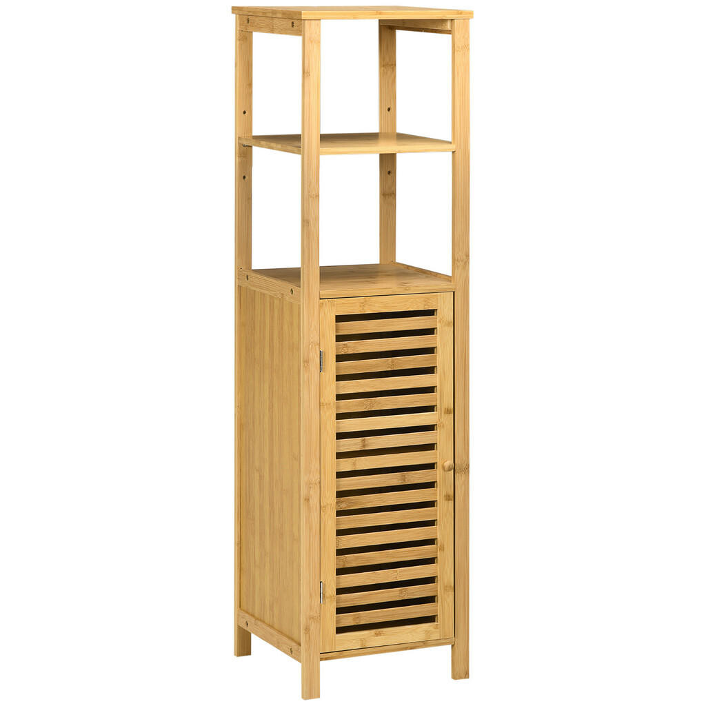 Kleankin KOUZELNÍ SKŘÍŇKA do koupelny s nastavitelnou výškou, cca 33 x 30 x 120 cm, přírodní dřevo