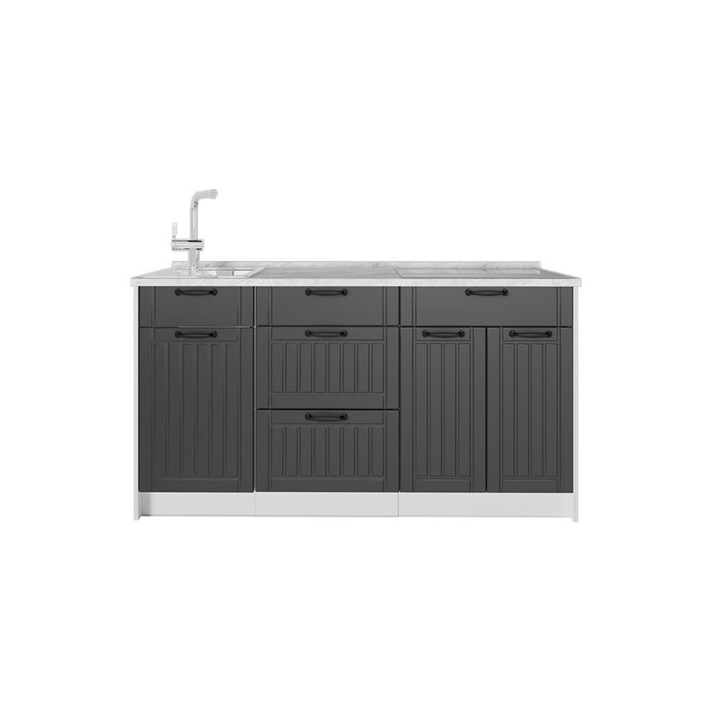 Vicco KUCHYŇSKÝ BLOK Fame-Line, Tmavě šedá/Bílá, 150 cm, PD Mramor