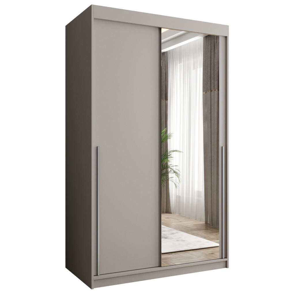 Home Collective SKŘÍŇ S POSUVNÝMI DVEŘMI se zrcadlem, šířka 120 cm, kašmírová se stříbrným úchytem