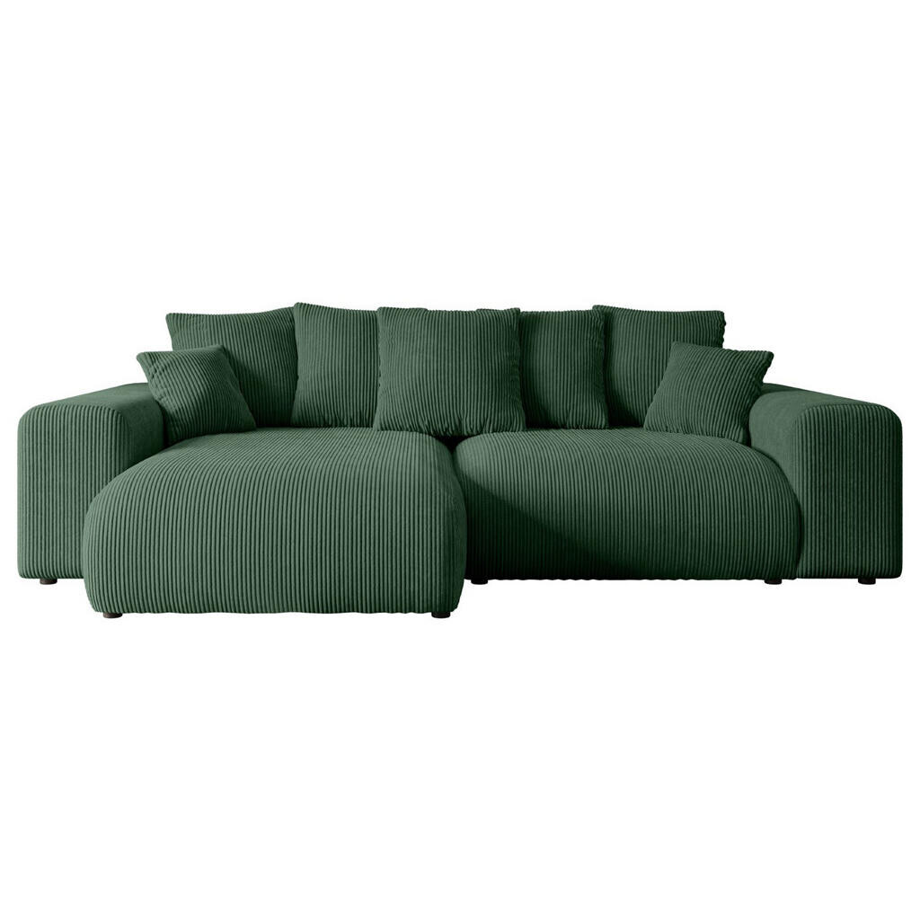 ALTDECOR ROHOVÁ SEDACÍ SOUPRAVA s otomanem vlevo ESKAR-L 266x176x72 zelený manšestr