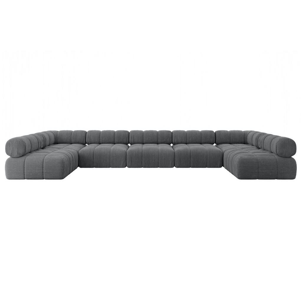 ALTDECOR SEDACÍ SOUPRAVA modulární pohovka Garvo-U3 – 475 x 190 x 70 cm tmavě šedá manšestr