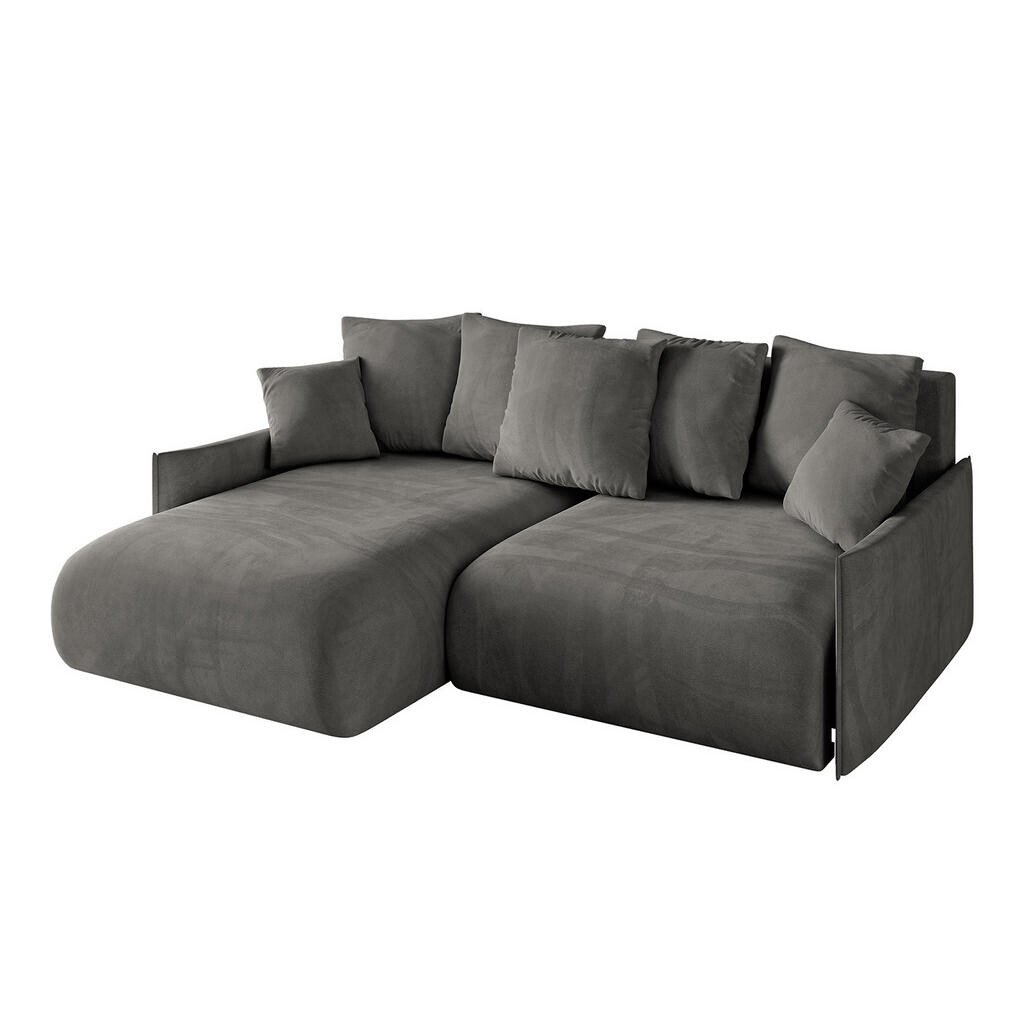 ALTDECOR ROHOVÁ SEDACÍ SOUPRAVA s otomanem vlevo ONESK-L -v1 216x177x72 tmavě šedý velur