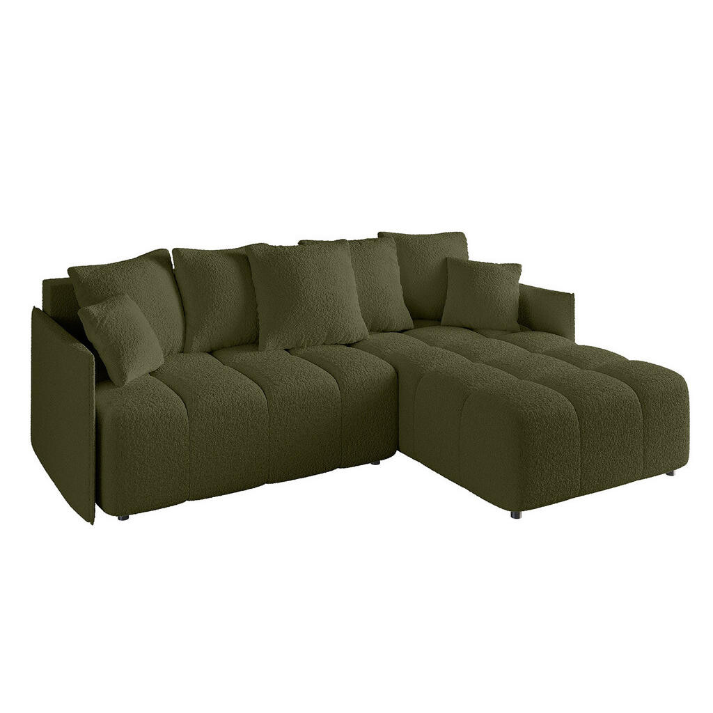 ALTDECOR ROHOVÁ SEDACÍ SOUPRAVA s otomanem vpravo LONLI-L 251x189x68 olivově zelená buklé