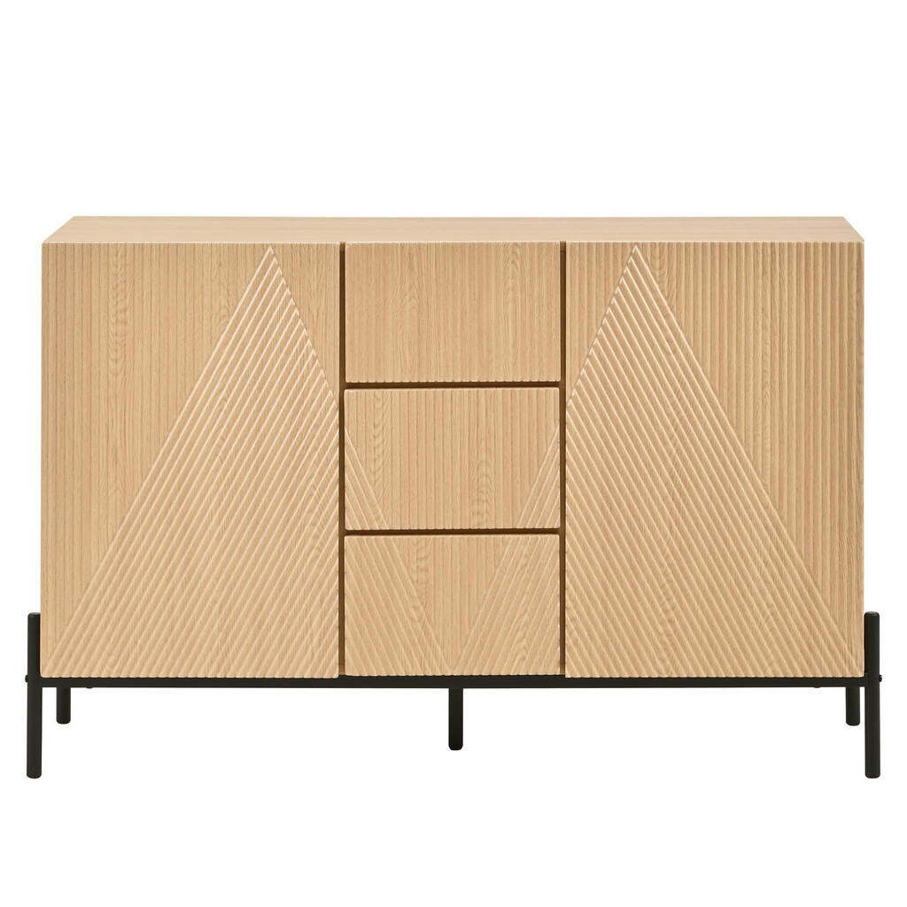 Urban Meuble SIDEBOARD přírodní geometrický 115 cm 2 dvířka zásuvky