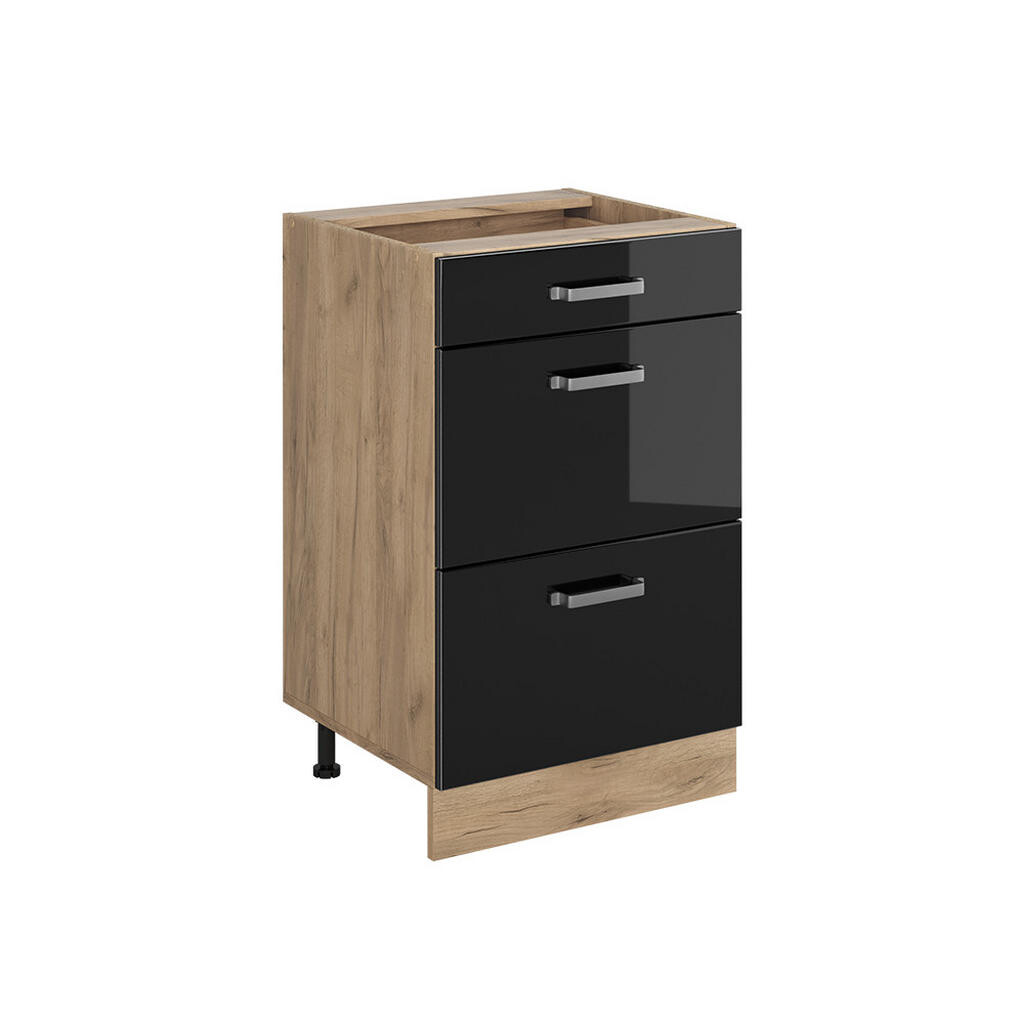Vicco SPODNÍ SKŘÍŇKA KUCHYŇSKÉ LINKY R-Line, Černý vysoký lesk/Zlatý mocný dub, 50 cm bez pracovní desky