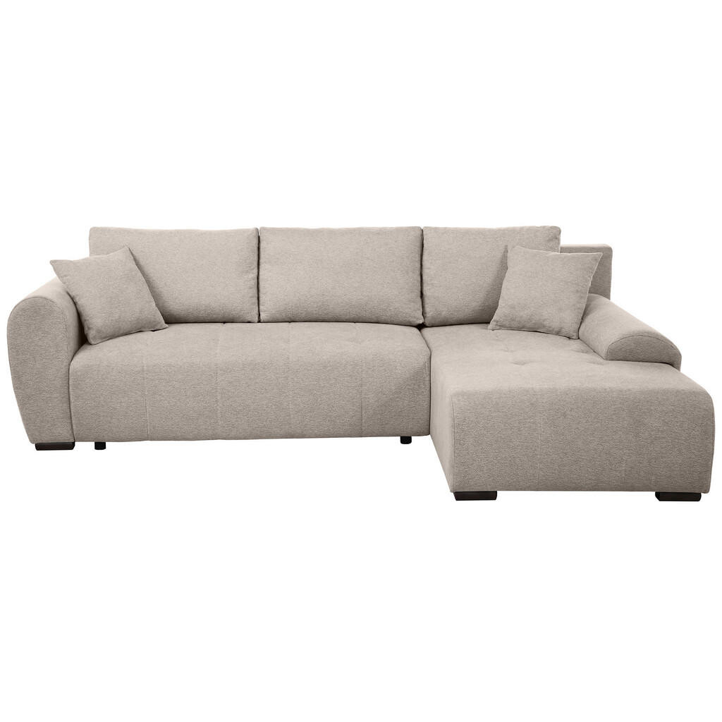 Beautysofa ROHOVÁ ROZKLÁDACÍ POHOVKA Dallas s úložným prostorem, 255 cm, béžová, pravá, velurová látka