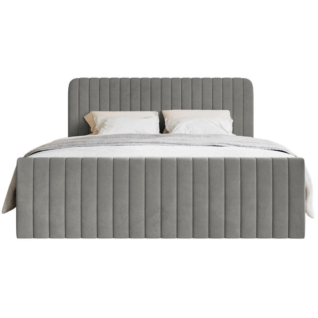 Selsey BOXSPRINGOVÁ POSTEL Saliano s topperem a sametovým potahem šedá, 160x200 cm