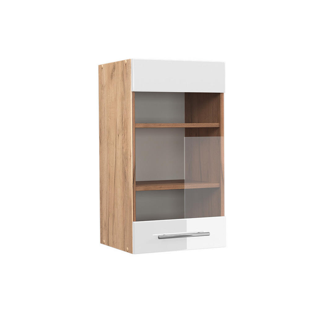 Vicco SKLENĚNÁ KUCHYŇSKÁ SKŘÍŇKA Fame-Line Bílá vysoký lesk 40 cm