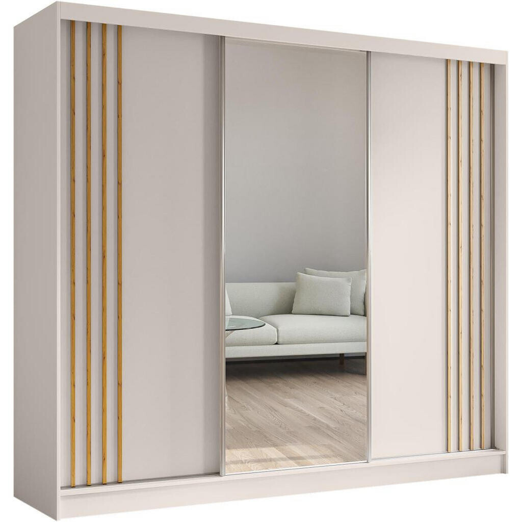 Beautysofa SKŘÍŇ s posuvnými dveřmi Nela 240/216/61 kašmír + dub Artisan