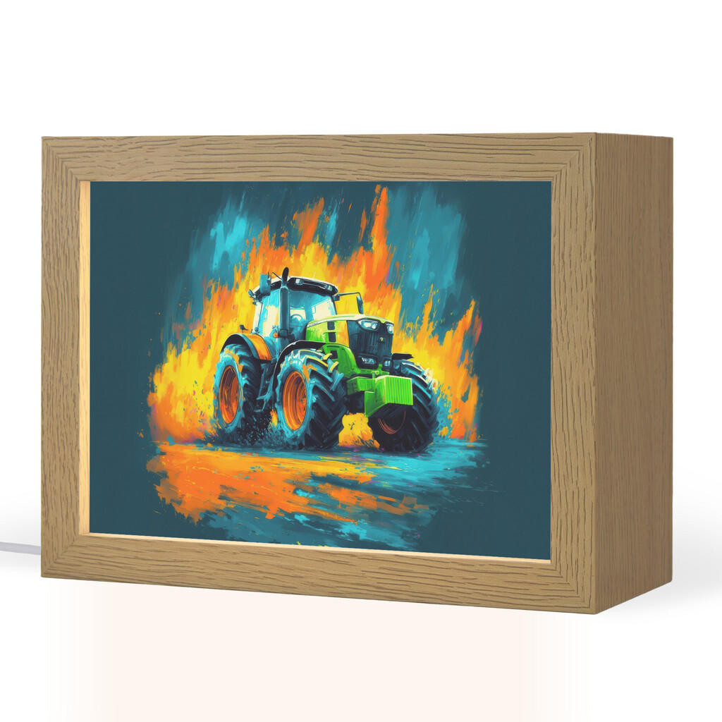 OnlyWow NOČNÍ LAMPIČKA Abstrakt - Traktor - Zelený 20x15 cm