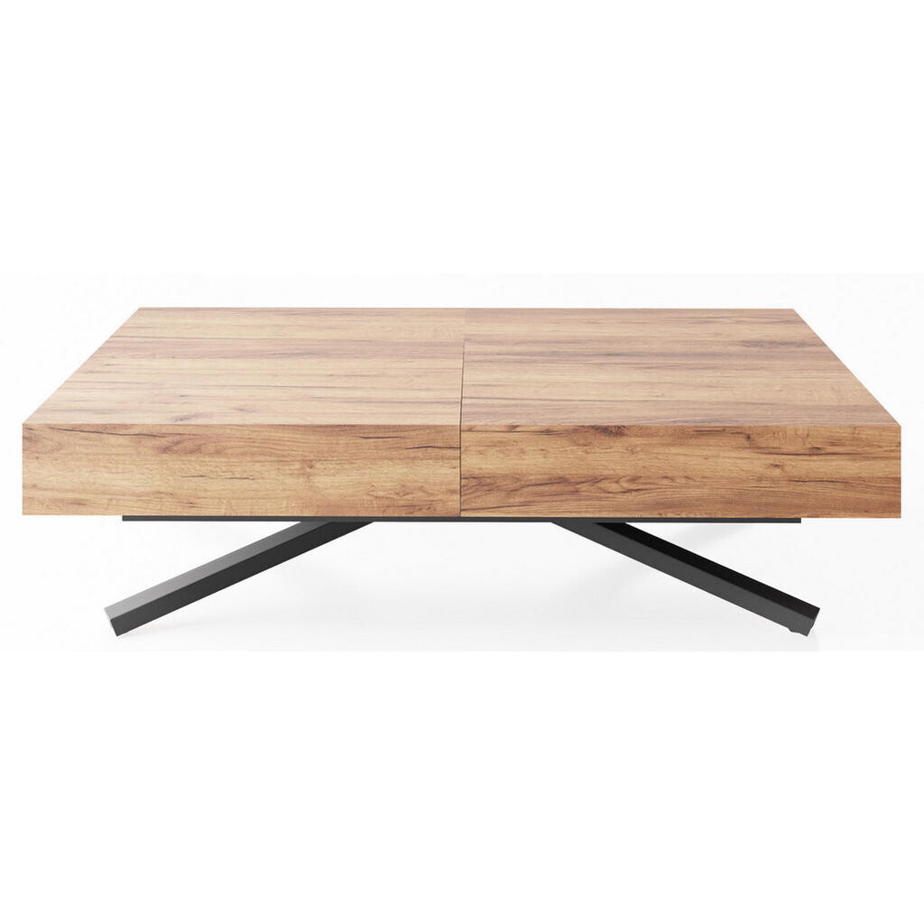 WFL GROUP KONFERENČNÍ STOLEK Cavetta X Výškově Nastavitelný a Rozkládací s Černou Kovovou Podnoží, Dub Craft Hnědý 120-200/80/27-76 cm