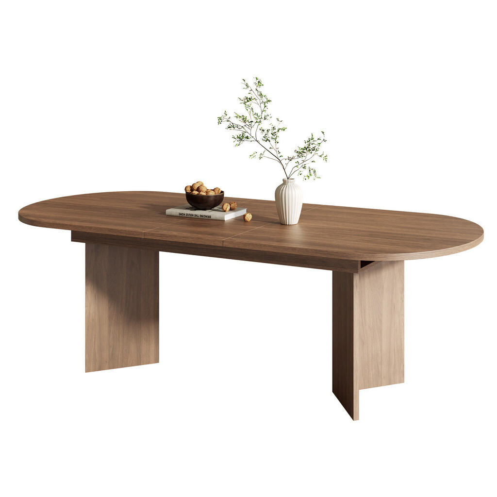 Redom ROZKLÁDACÍ jídelní stůl 160/200 x 90 cm s tlustou deskou, zaoblenými hranami a stabilní konstrukcí, Ořech