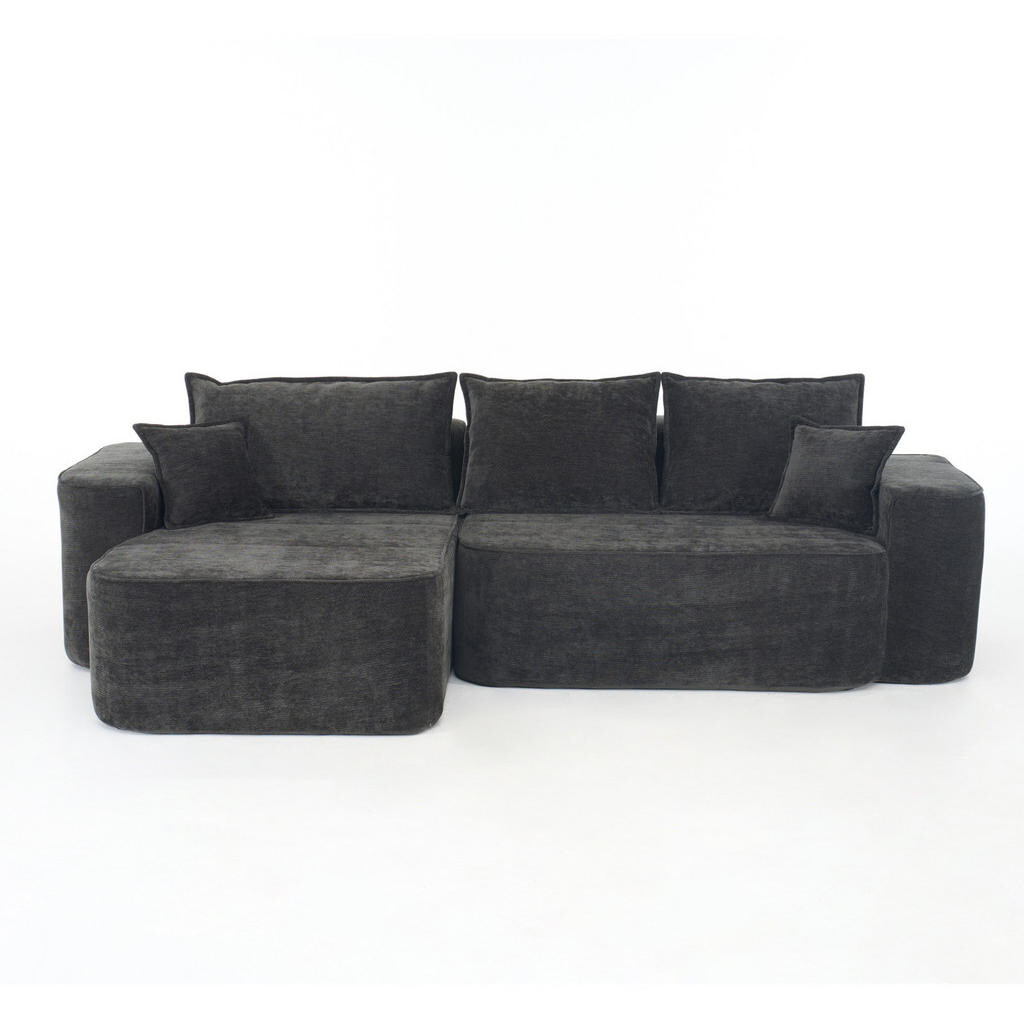 OKWISH ROHOVÁ pohovka 262/144/65 cm černá z chenille bez montáže s modulovým uspořádáním