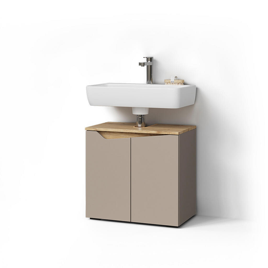 Livinity® ZÁKLADNÍ SKŘÍŇKA POD UMYVADLO Timavo Greige 60 x 57.5 cm se 2 dveřmi