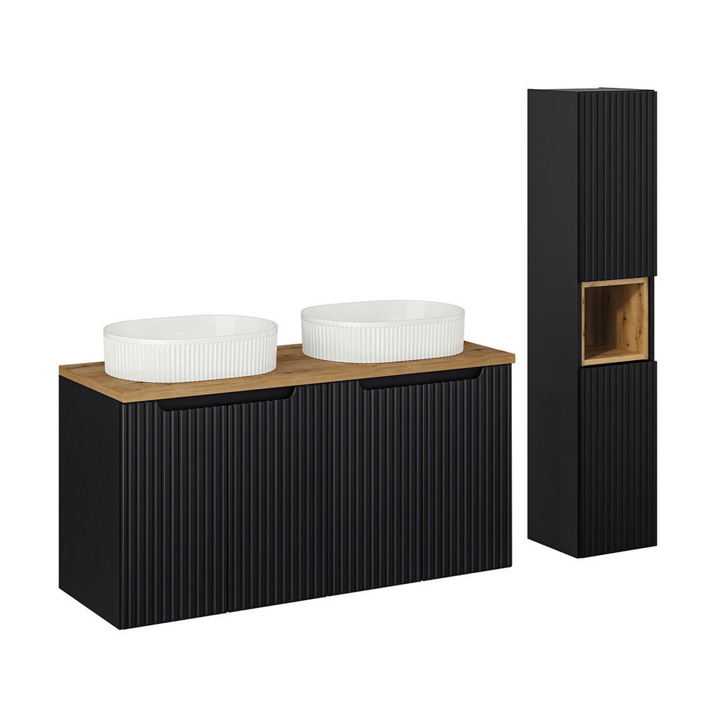Petits-meubles KOUPELNOVÝ NÁBYTEK 120cm Riva 2er-Set Černá a dřevěná