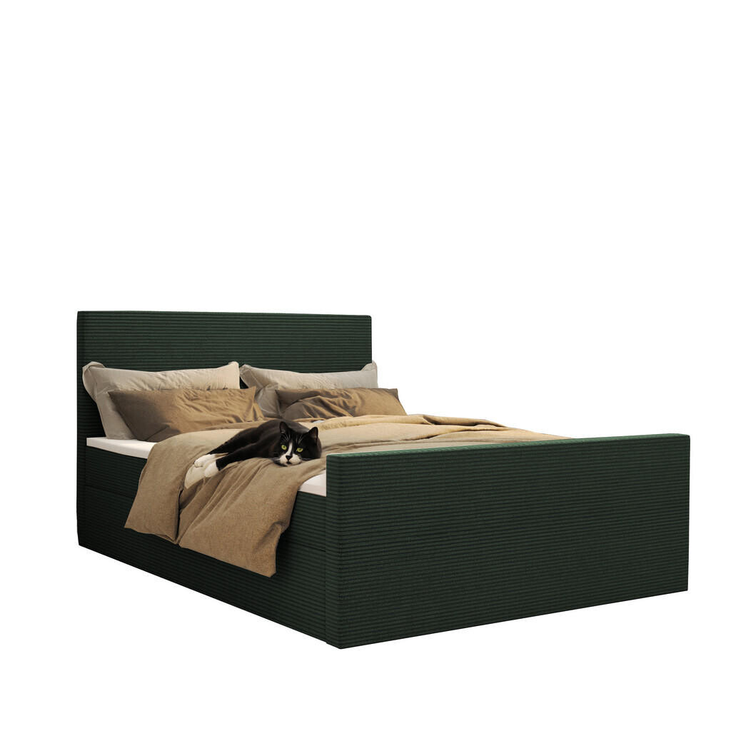 Kaiser Möbel KONTINENTÁLNÍ POSTEL s úložným prostorem a topperem VIESTA tkanina Poso Zelená 140x200 cm H2-Pocket