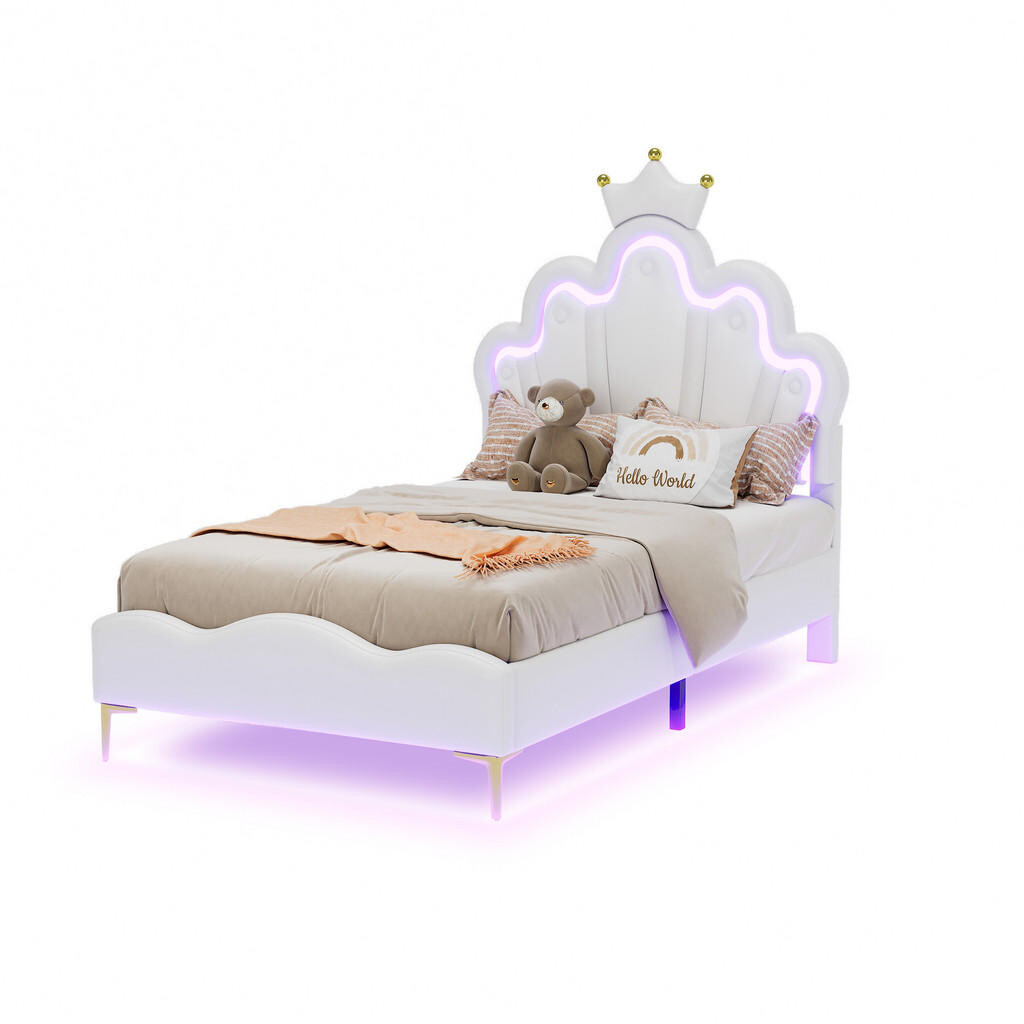 WISHDOR DĚTSKÁ postel 90/200 cm v bílé barvě s LED osvětlením