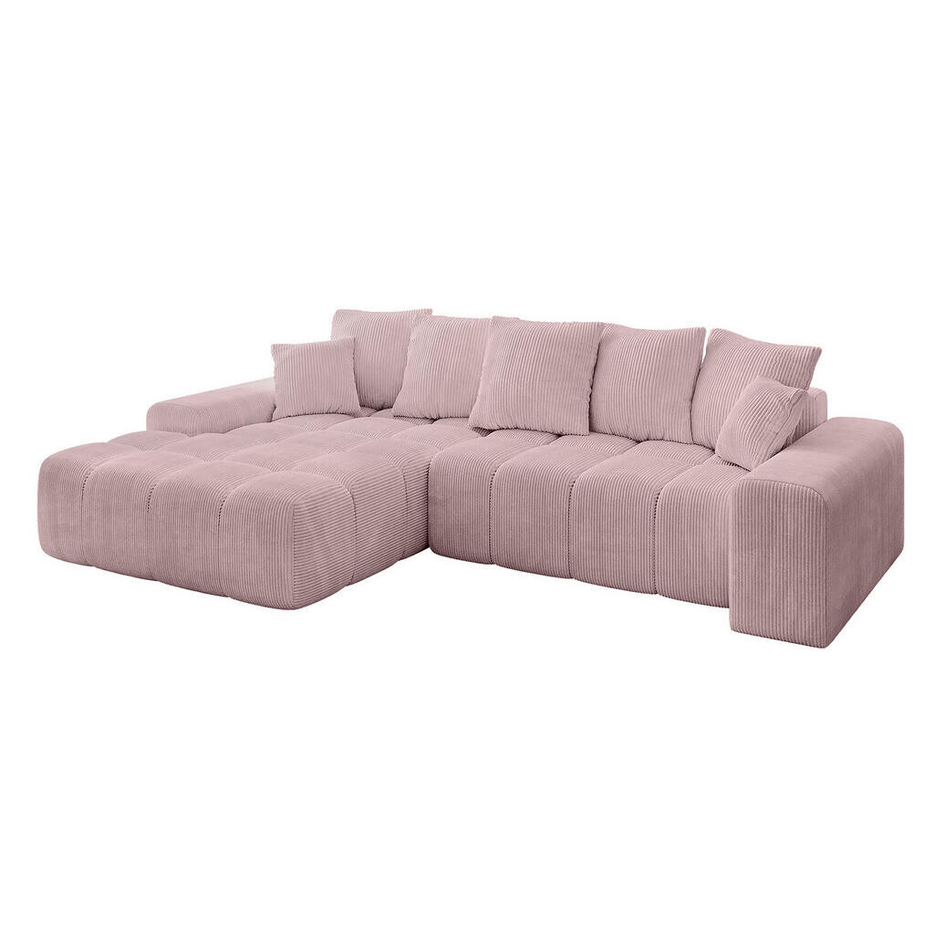 ALTDECOR ROHOVÁ SEDACÍ SOUPRAVA s otomanem vlevo ENSI-L – 267x164x69 cm, růžová