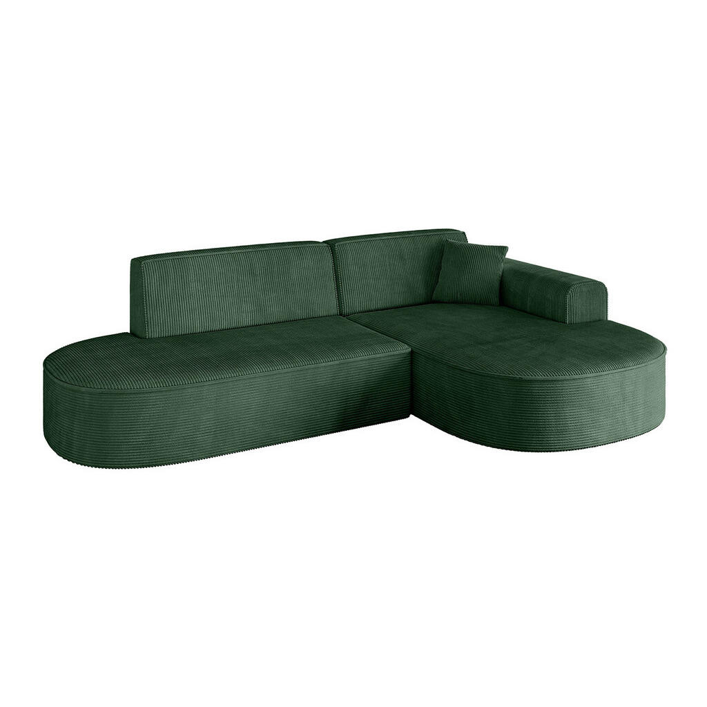 ALTDECOR ROHOVÁ SEDACÍ SOUPRAVA s otomanem vpravo MARI-L1 – 243 × 171 × 79 cm, zelený manšestr