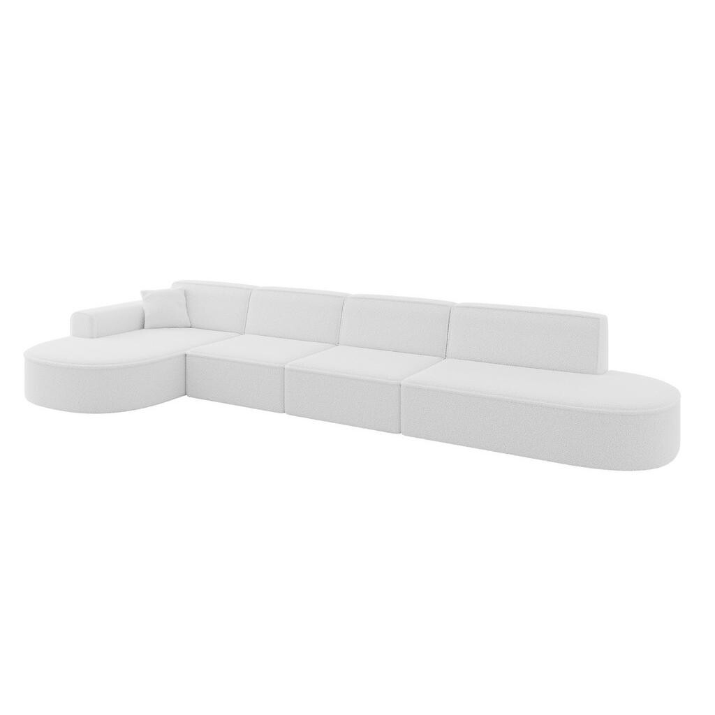 ALTDECOR ROHOVÁ SEDACÍ SOUPRAVA s otomanou vlevo MARI-L3 – 413 × 171 × 79 cm, bílá buklé