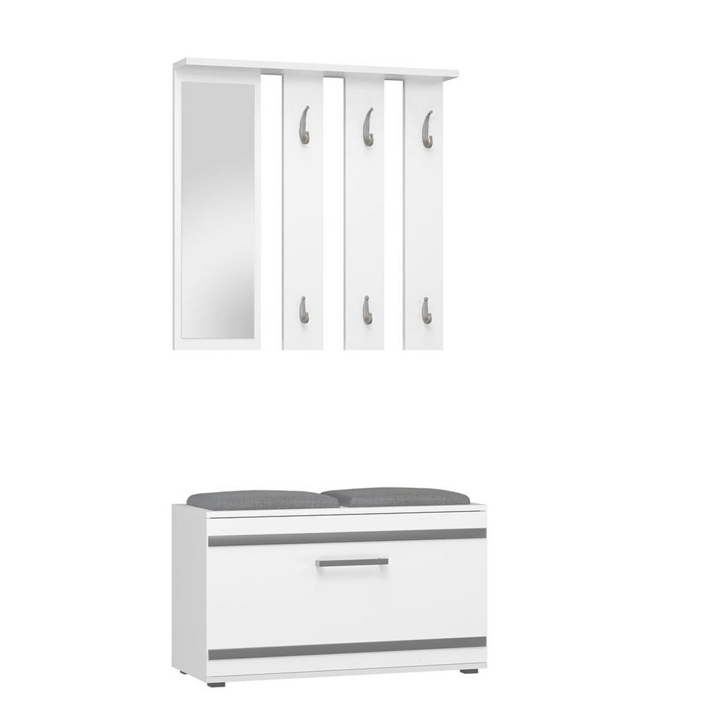 RAUMHIRSCH FURNITURE GARDEROBE praktická šatníková sestava se zrcadlem bílá 85/180/35