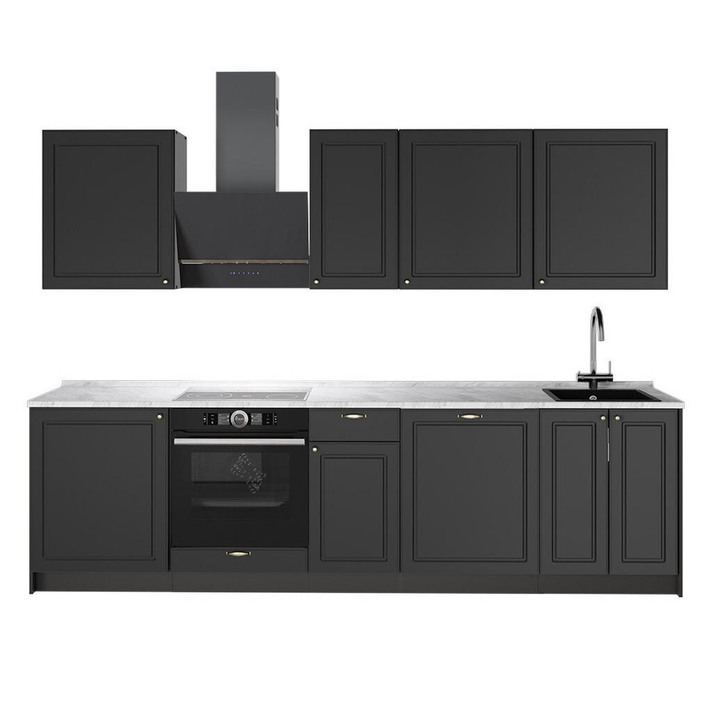Vicco KUCHYŇSKÝ KOUT Fame-Line, Anthrazit-Gold Landhaus/Antracit, 280 cm, PD Mramor