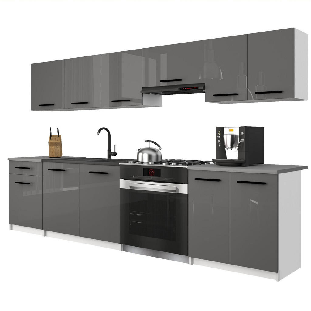 B BELINI GROUP KUCHYŇSKÁ LINKA Italia 2 240 cm, s pracovními deskami, Šedá lesklá