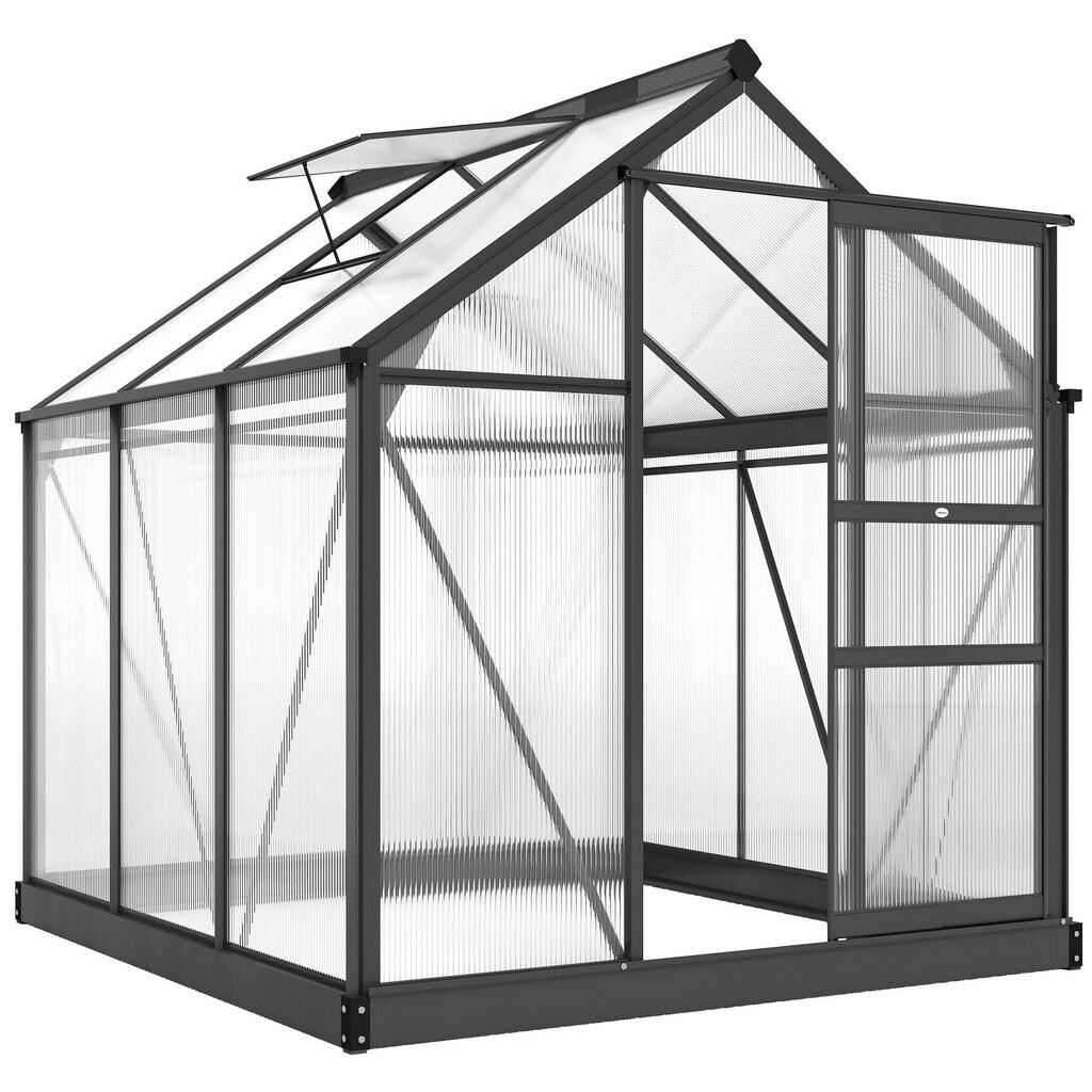 Outsunny SKLENÍK hliníkový 3,65 m² 190 x 192 x 201 cm se základem a střešním oknem