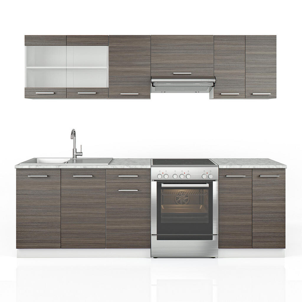 Vicco KUCHYŇSKÁ LINKA R-Line, Ušlechtilá šedá/Bílá, 240 cm S pracovní deskou