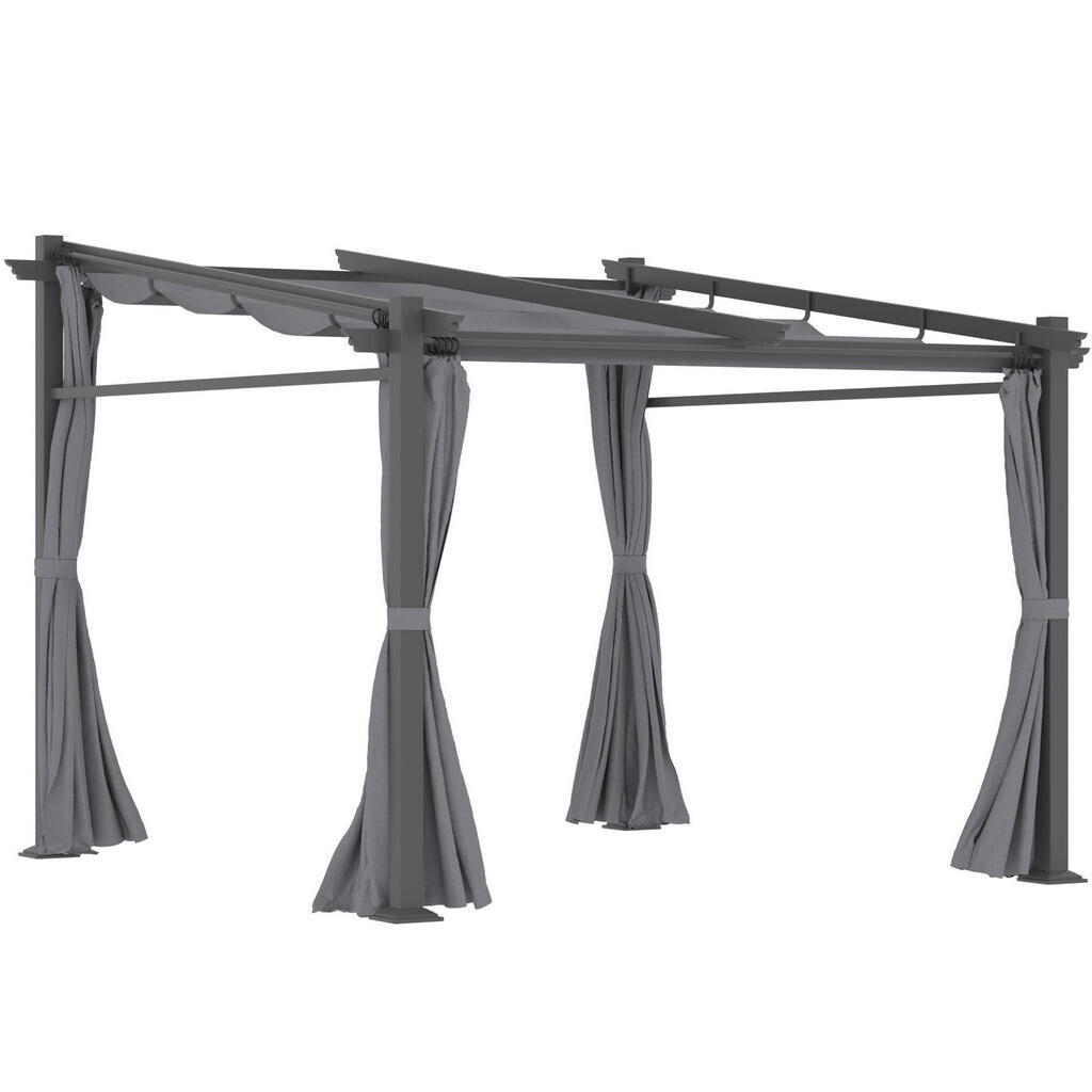 Redom PERGOLA 297/295/195-230 cm s posuvnou stříškou a stabilní ocelovou konstrukcí, Tmavě šedá