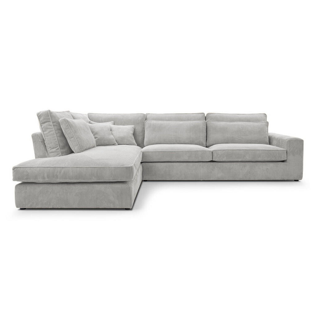 Beautysofa ROHOVÁ pohovka Parma bez funkce spaní, manšestrová látka, šedobéžová, levá