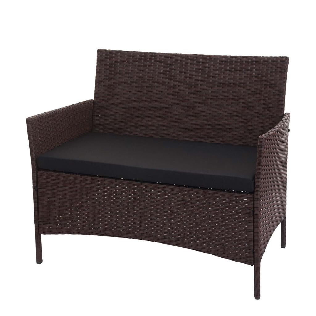 MCW POLY-RATTAN ZAHRADNÍ LAVICE Hnědá, černá