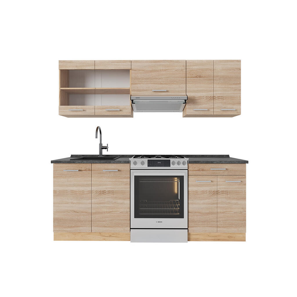 Vicco KUCHYŇSKÝ KOUT R-Line Dub Sonoma/Goldkraft 200 cm , PD Antracit