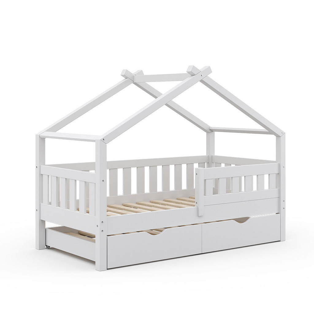 VitaliSpa DOMEČKOVÁ POSTEL Design Bílá 80x160 cm s lůžkem pro hosty