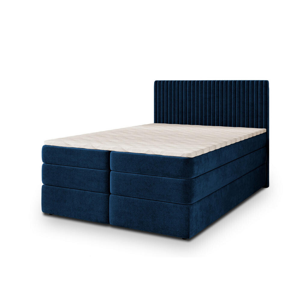 MASSENO POSTEL BOXSPRING FELBIO 140x200 cm, s matrací a úložným prostorem, modrá