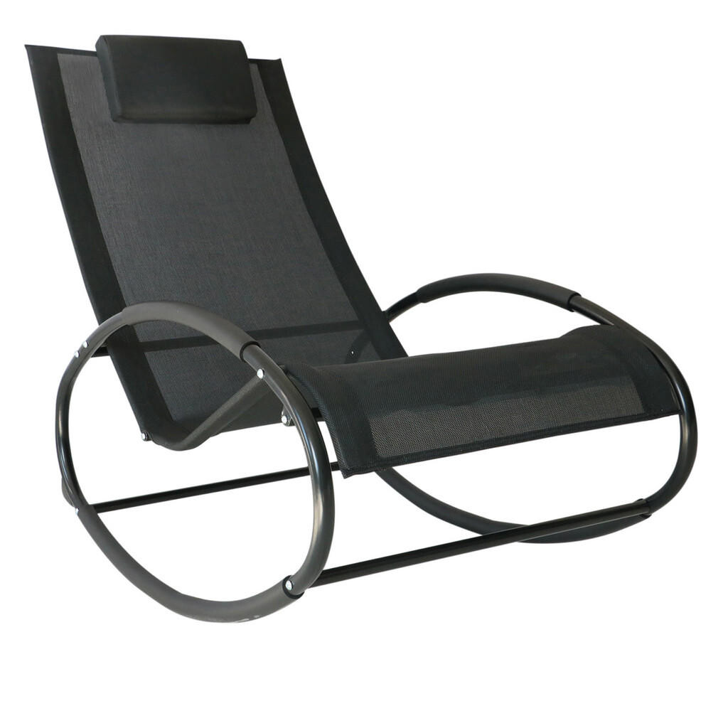 Outsunny HOUPACÍ lehátko s polštářem, textil + kov, 105 x 62 x 88 cm, černé