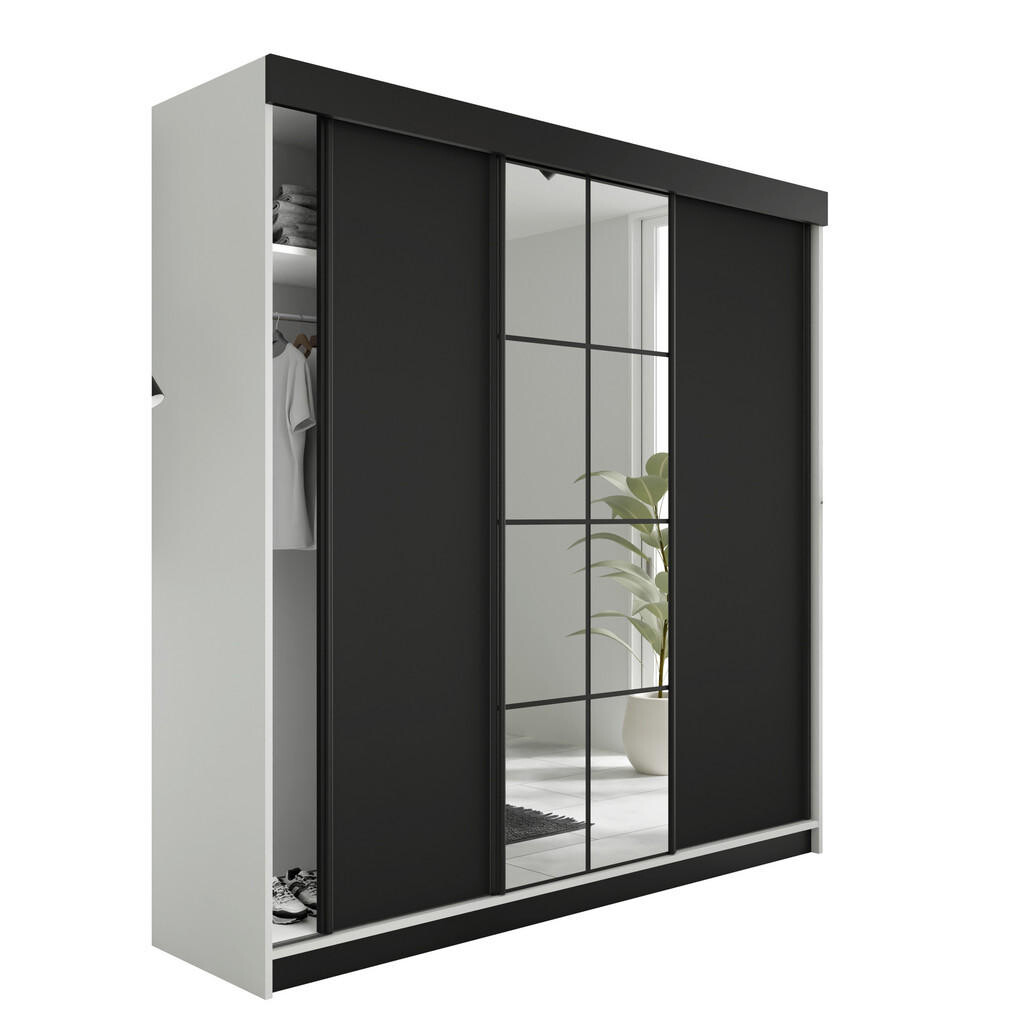 Kier Furniture POSUVNÁ ŠATNÍ SKŘÍŇ LAMARO - 250x205x59cm - Bílá & Černá