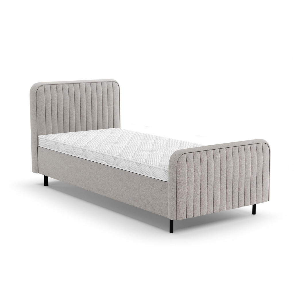 Beautysofa ČALOUNĚNÁ POSTEL Lami 90x200, jednolůžko s úložným prostorem a pěnovou matrací 10 cm, tmavě béžová