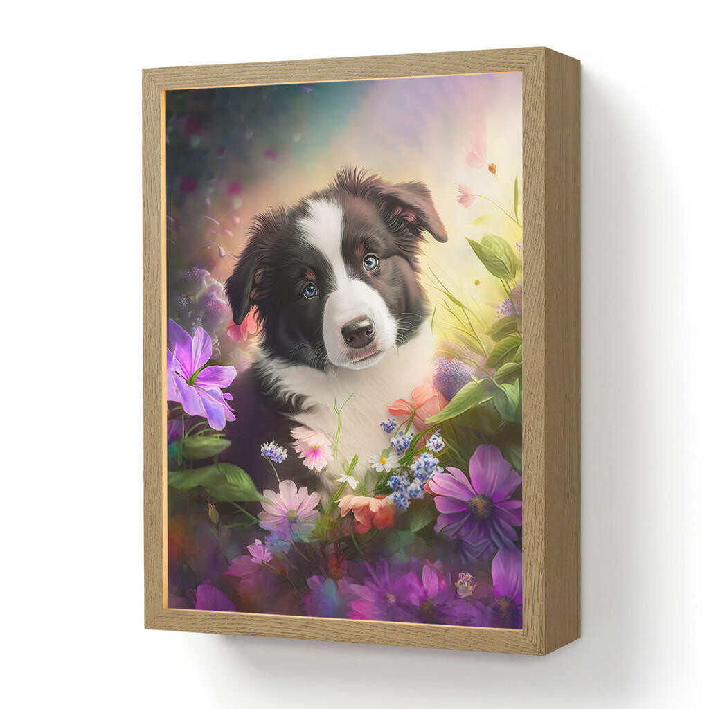 OnlyWow DOBÍJECÍ NOČNÍ LAMPIČKA Štěně - Slunce - Květiny - Příroda - Border kolie - Pes 30x40 cm