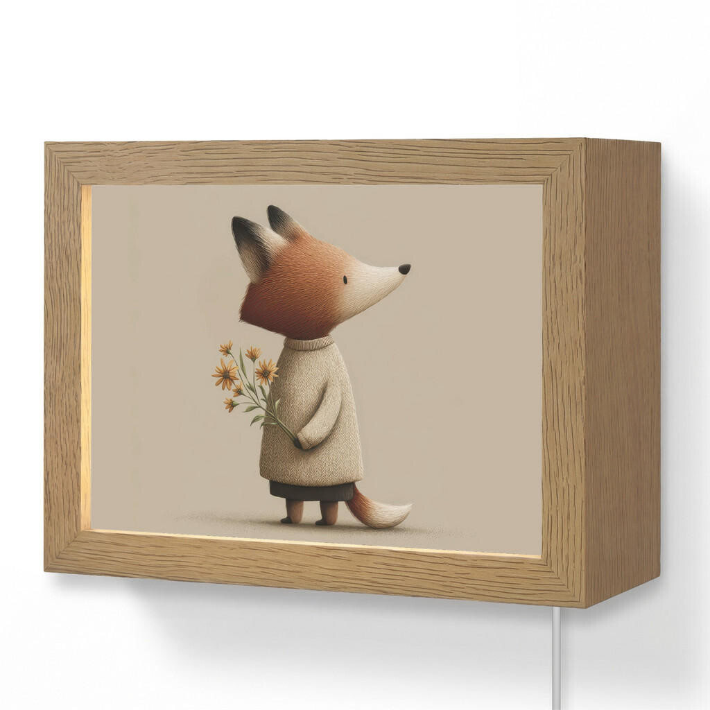 OnlyWow NÁSTĚNNÁ LAMPA Liška - Žluté květy - Minimalistický 20x15 cm