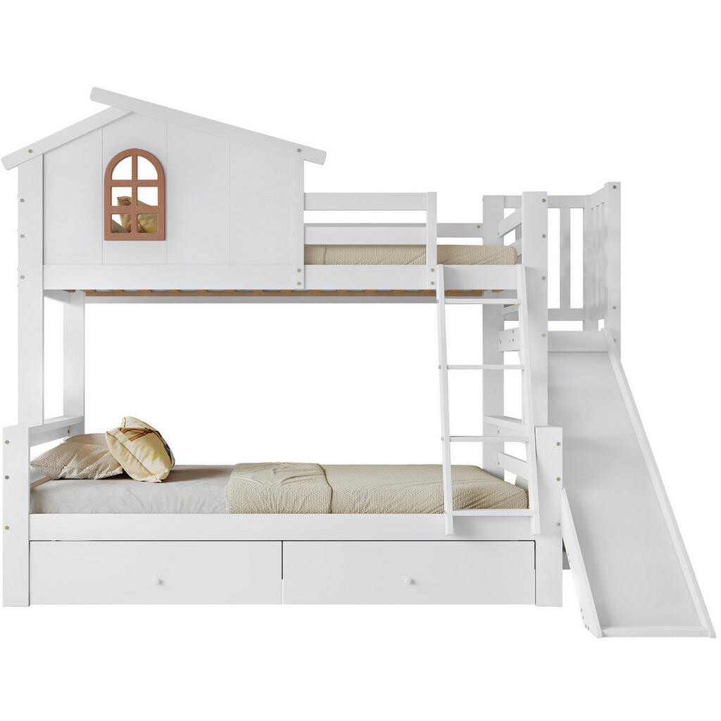 OKWISH PATROVÁ postel 90/200 cm bílá z borovice s výsuvem a zásuvkami